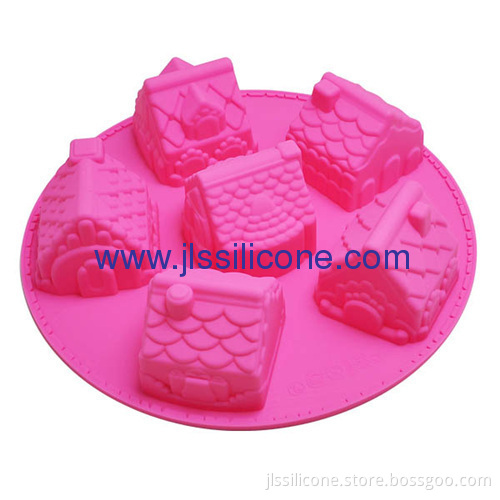 Design With Christmas House Shape Silicone Cake Molds Cake Decorating